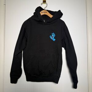 Santa Cruz Kids Black Hooded Sweatshirt with Blue Hand Mouth Graphic Medium